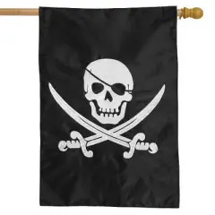 Pirate Jack Applique & Embroidered House Flag Nautical 28" x 40" Briarwood Lane