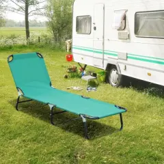 Outsunny Portable Outdoor Sun Lounger, Lightweight Folding Chaise Lounge Chair w/ 5-Position Adjustable Backrest for Beach, Poolside and Patio