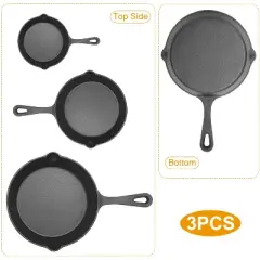 KTMBDW 3 Skillet Bundle 6 inches and 8 inches with 10 inch Set of 3 Cast Iron Frying Pans Non-Stick Oven Safe Cookware Heat-Resistant Frying Pan,Black