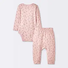 Baby Girls' 2pc Stars Wide Ribbed Long Sleeve Top & Pants Set - Cloud Island&trade; Pink