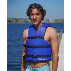 O'Brien Adult Life Jacket - Blue: Nylon Vest, Buckle Closure, Boating Use