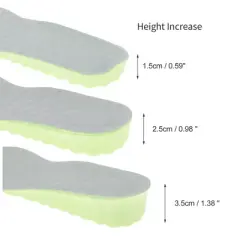 Unique Bargains 6D Height Increase Shoe Inserts Fit Shoe Green Gray 1 Pair