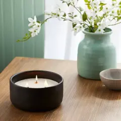 16oz Blackened Bowl Ceramic with Multi Woodwick and Dustcover Spice Vanilla Fig Candle Black - Threshold&trade;