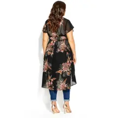 Women's Plus Size  Sweet Floral Jacket - black | CITY CHIC