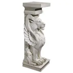 Design Toscano Trapezophoron Sculptural Winged Lion Pedestal