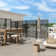 PexFix 72 in. x 47 in. Outdoor Metal Privacy Screen Garden Fence in Web Pattern in Black