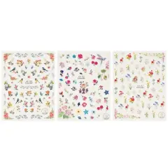 Wrapables 3 Sheets Blooming Flowers & Birds Nail Art Flower & Birds Nail Stickers