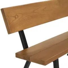 Sunnydaze European Chestnut Indoor/Outdoor Patio Bench with Powder-Coated Steel Frame - 59" W x 21" D x 33.75" H