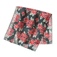 CTM Women's Holiday Winter Poinsettia Print Lightweight Scarf