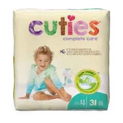 Cuties Complete Care Baby Baby Diaper Size 4, 22 to 37 lbs. CR4001, 31 Ct