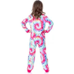 Scooby-Doo Girls' Tie-Dye Flower Power Union Suit Footless Sleep Pajama Multicolored