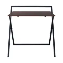 22" Folding Wooden Home Office Computer Desk with Metal Base Natural/Black - Teamson Home