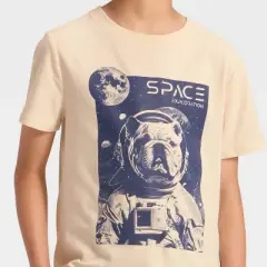 Boys' Short Sleeve Space Bulldog Graphic T-Shirt - Cat & Jack&trade; Beige
