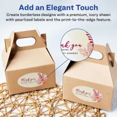 Avery Pearlized Ivory Oval Labels with Sure Feed Technology, Print-to-the-Edge, 3" x 5"