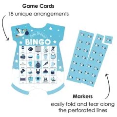 Big Dot of Happiness Boy Special Delivery - Picture Bingo Cards and Markers - It&rsquo;s A Boy Stork Baby Shower Shaped Bingo Game - Set of 18