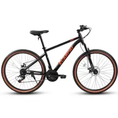 Gulches 700C Hybrid/Road Bike, High Carbon Steel Frame,7-Speed, Brown Edge Tires, Dual Disc Brakes, 85% Pre-Assembled and Tools