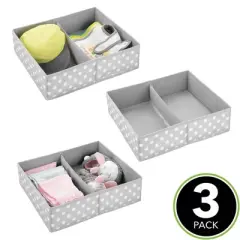 mDesign Fabric Dresser Drawer Organizer, 2 Section, 3 Pack