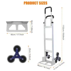 Hand Truck, Aluminum Stair Climber - 650 lb Capacity 2-in-1 Convertible with Triangle Wheel for Warehouse & Shopping