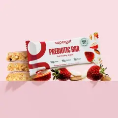 Supergut Prebiotic Bars for GLP-1 Craving Control & Digestive Health - Strawberry Almond - 10ct