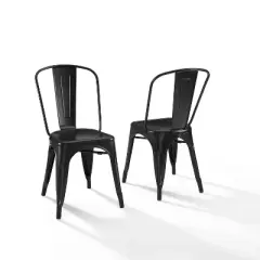 Set of 2 17" Amelia Metal Chair Matte Black - Crosley