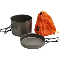TOAKS Titanium Outdoor Camping Cook Pot with Pan and Foldable Handles