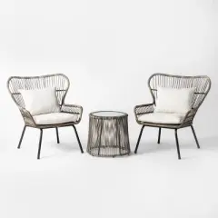 Latigo 3pc Rattan Patio Chat Set, Outdoor Furniture Set - Gray/Brown - Opalhouse&trade;