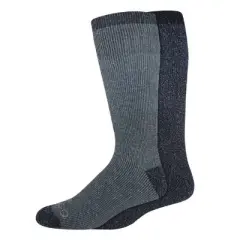 Dickies Men's Heavyweight Charcoal Brushed Thermal Crew Socks 2pk - Light Blue/Navy Blue 6-12