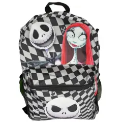 Black & White Nightmare Before Christmas Checkered 16" School Backpack for Kids