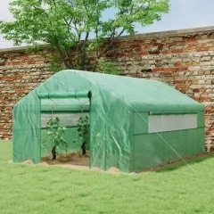 Outsunny 13' x 10' x 6.5' Hoop House Greenhouse with Large Windows, Large Walk-In Tunnel Green House with Upgraded Galvanized Steel Frame
