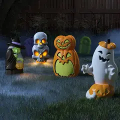 22.5" Light and Sound Stacked Skulls Outdoor Halloween Decorative Prop - Hyde and EEK! Boutique&trade;