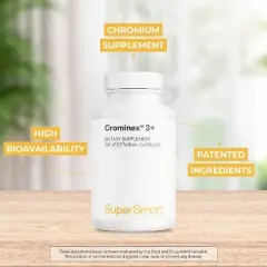 SuperSmart Crominex 3+ 400mcg - Optimised Chromium - Advanced Formula with Amla Extract & Shilajit | Non-GMO & Gluten Free - 120 Vegetarian Capsules