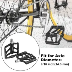 Unique Bargains Aluminum Alloy Rear Foot Peg Flat Pedal Footrests Fit 9/16 Inch Axles BMX MTB Bike Black 1 Pair