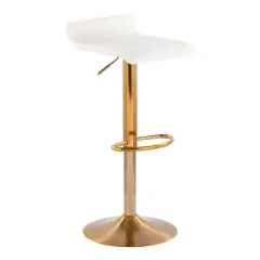 Set of 2 Ale Contemporary Adjustable Height Barstools Steel/Velvet Gold/Cream - LumiSource