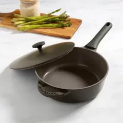 Goodful 3qt Cast Aluminum, Ceramic Deep Cooker with Lid, Side Handle and Long Handle