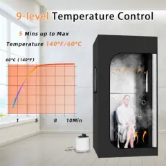 Erommy Portable Inflatable Sauna Box With 2.6l Steamer, Remote Control, 9 Levels, Folding Chair, Inflator - Sauna Tent For Relaxation, Detoxification