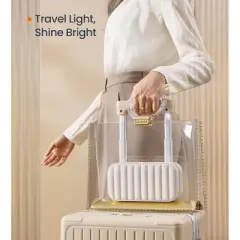 HTUTWOO Travel Jewelry Case, Jewelry Organizer Box with Mirror, Woven Embossed PU Leather, Portable Jewelry Storage, Gift Idea, Cloud White