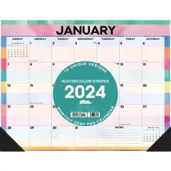 Willow Creek Press 2024 Monthly Planner 22"x17" Watercolor Stripes