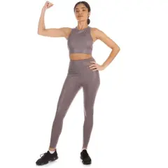 Memoi Women's Metallic Print Racerback Sports Bra with Removable Cups