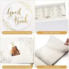 LotFancy Wedding Guest Book, Personalized Guest Book Reception, 128 Pages Thick Paper