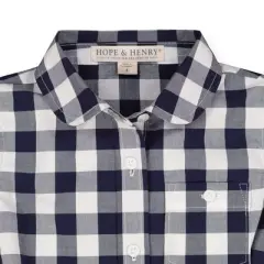 Hope & Henry Girls' Organic Cotton Tie-Front Button Down Top, Toddler