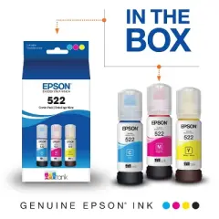 Epson 522 3pk Ink Bottles - Cyan Magenta Yellow (T522520-S)