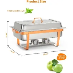 Chafing Dish Buffet Set, 8QT Rectangle Chafing Dishes for Buffet w/Lid Holder, Stainless Steel Chafer Food Warmers for Party Banquet Wedding
