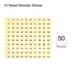 Unique Bargains Office Home Self-Adhesive 1 to 100 Number Stickers 15 Sheet