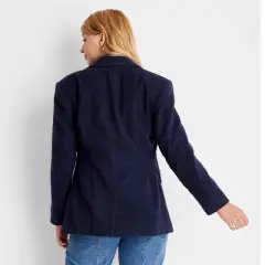 Women's Long Sleeve Prep Check Blazer - Future Collective&trade; with Reese Blutstein Navy Blue