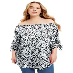 June + Vie by Roaman's Women&rsquo;s Plus Size Off-The-Shoulder Top