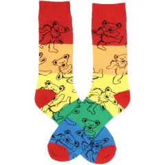 Grateful Dead Steal Your Face and Rainbow Bear Adult Crew Socks 2 Pair Multicoloured