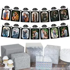 Big Dot of Happiness Mr. and Mrs. - DIY Black and White Wedding or Bridal Shower Decor - Picture Display - Photo Banner