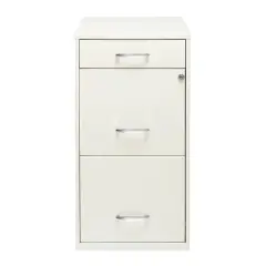 Space Solutions 3 Drawer Letter Width Vertical File Cabinet with Pencil Drawer Pearl White