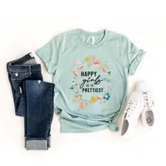 Simply Sage Market Women's Happy Girls Are The Prettiest Short Sleeve Graphic Tee