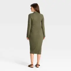 Long Sleeve Ribbed Midi Maternity A-Line Dress - Isabel Maternity by Ingrid & Isabel&trade;